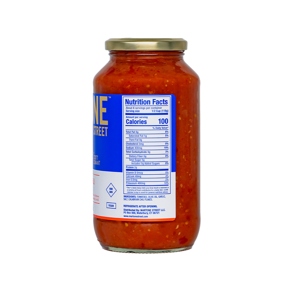 Arrabbiata | Calabrian Chili & Garlic - Martone Street - Nutrition Label