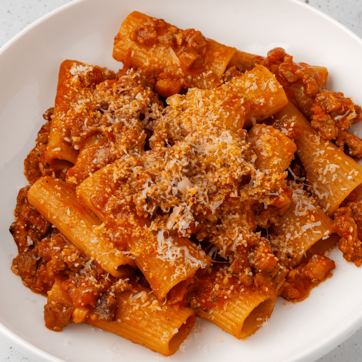Charlie Rigatone Rigatoni with Sausage Ragù – Martone Street