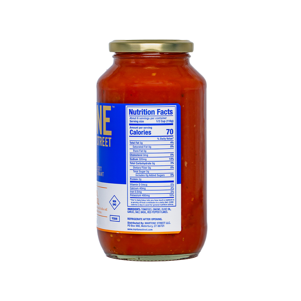 Campagna Marinara | Tomato, Onion, Olive Oil & Basil - Martone Street - Nutrition Label